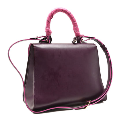 Delvaux Box Calfskin MM Brillant Satchel Deep Purple Pink 3 of 9