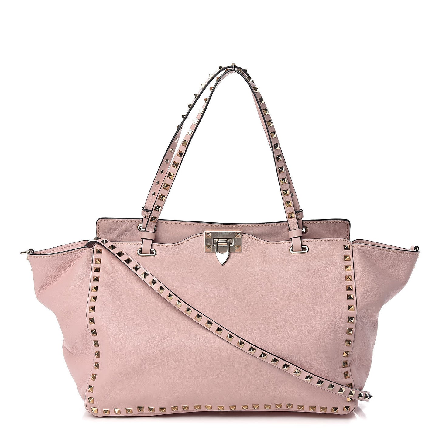 Vitello Medium Rockstud Tote Rose