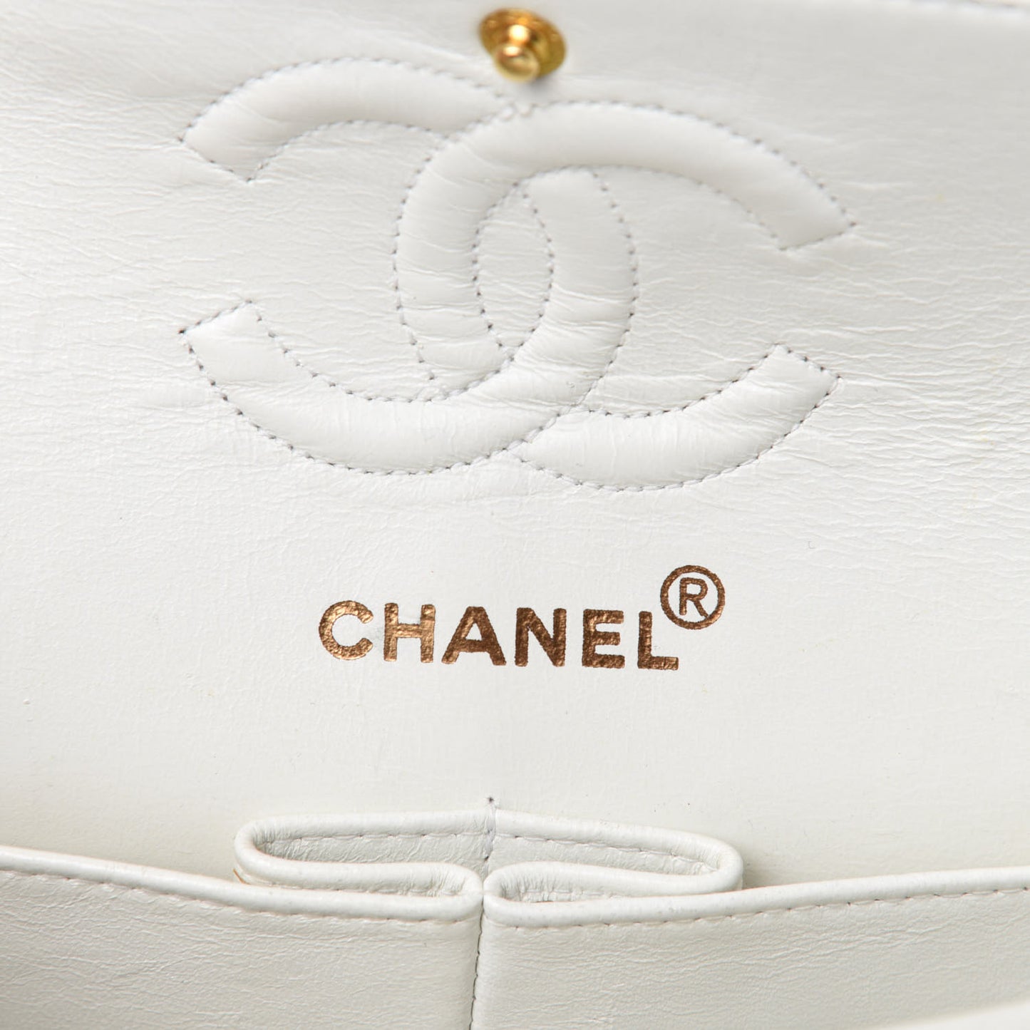 Lambskin Quilted Small Double Flap White