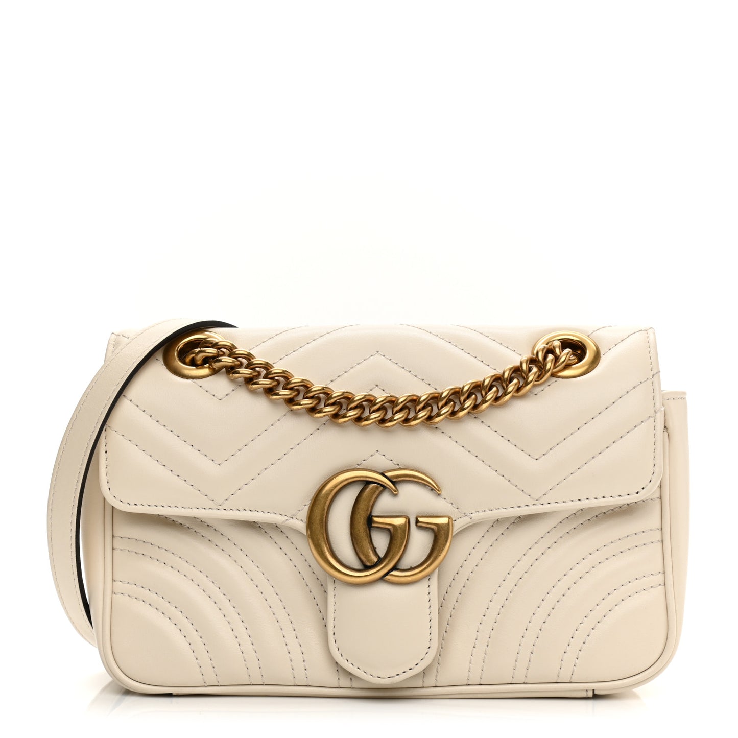 Calfskin Matelasse Mini GG Marmont Shoulder Bag White