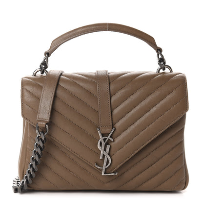 Saint Laurent Sheepskin Matelasse Chevron Monogram Medium College Bag Fard 1 of 12