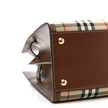Burberry Calfskin Vintage Check Two Handle Title Bag  Archive Beige 10 of 12