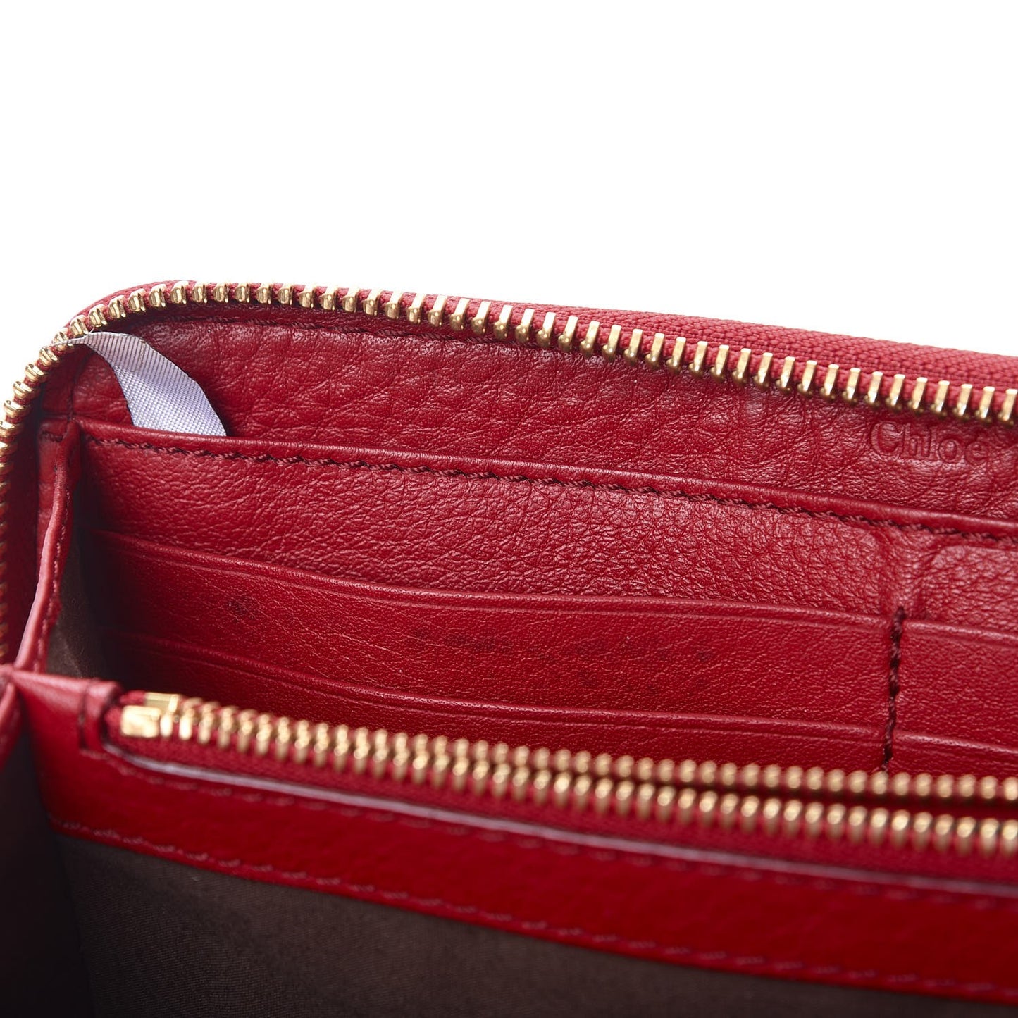 Grained Calfskin Marcie Long Zip Around Wallet Red