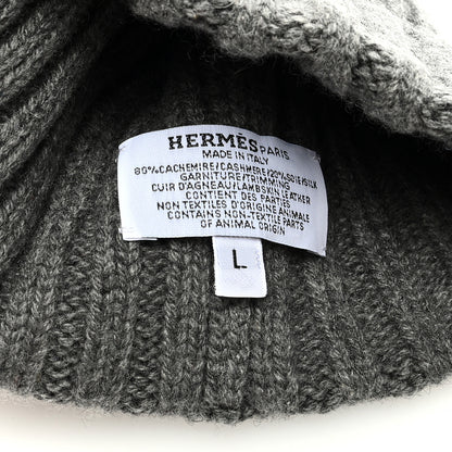 Hermes Cashmere Silk H Torsade Beanie Hat L Gris Chine 5 of 5