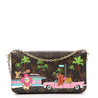 Louis Vuitton Monogram 2021 Christmas Animation Hollywood Pochette Felicie Chain Wallet Fuchsia 1 of 9