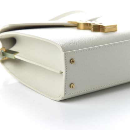 Saint Laurent Grain de Poudre Mini Classic Monogram Cassandra Top Handle Crema Soft Rouge Legion 6 of 9