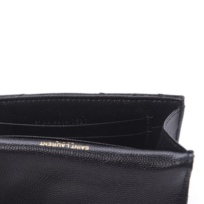 Saint Laurent Grain De Poudre Matelasse Chevron Small Monogram Envelope Wallet Black 9 of 10
