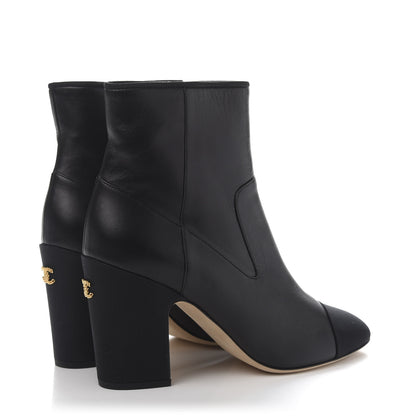 Chanel Lambskin Grosgrain CC Cap Toe Short Boots 39.5 Black 4 of 10