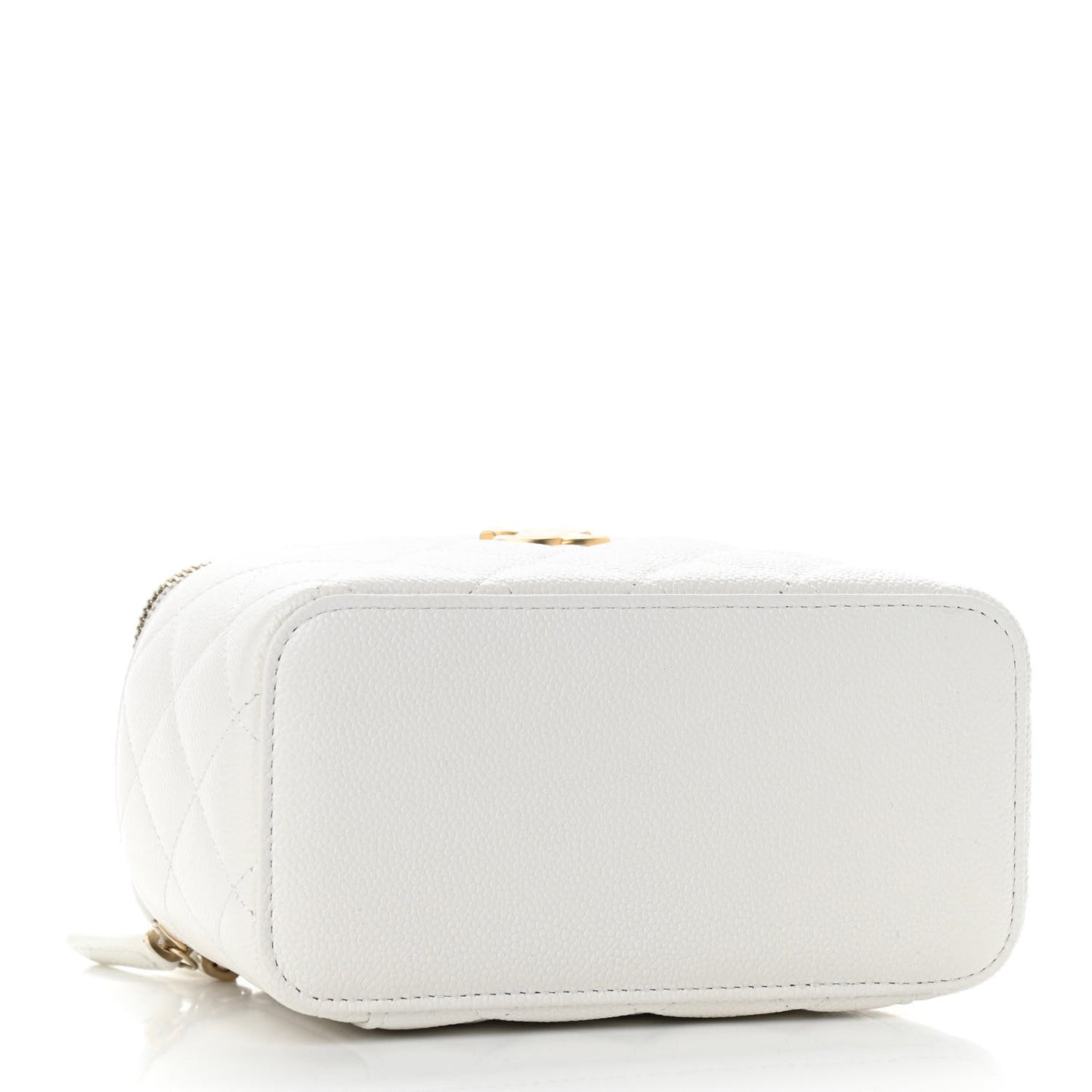 Shiny Caviar Quilted Pick Me Up Vanity Case White