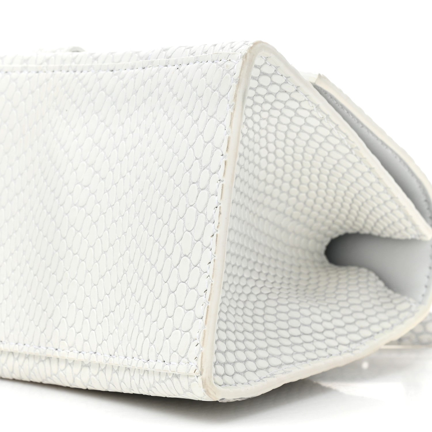 Balenciaga Matte Calfskin Snake Embossed Tonal B Small Hourglass Top Handle Bag Optic White 8 of 16