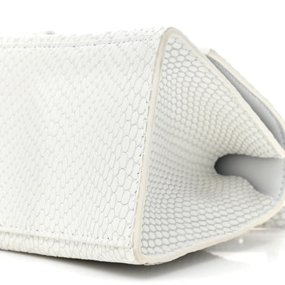 Balenciaga Matte Calfskin Snake Embossed Tonal B Small Hourglass Top Handle Bag Optic White 8 of 16
