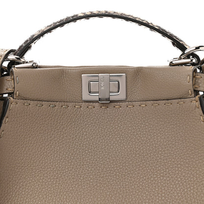 Fendi Cuoio Romano Snakeskin Selleria Mini Peekaboo Iconic Satchel Corda White 8 of 11