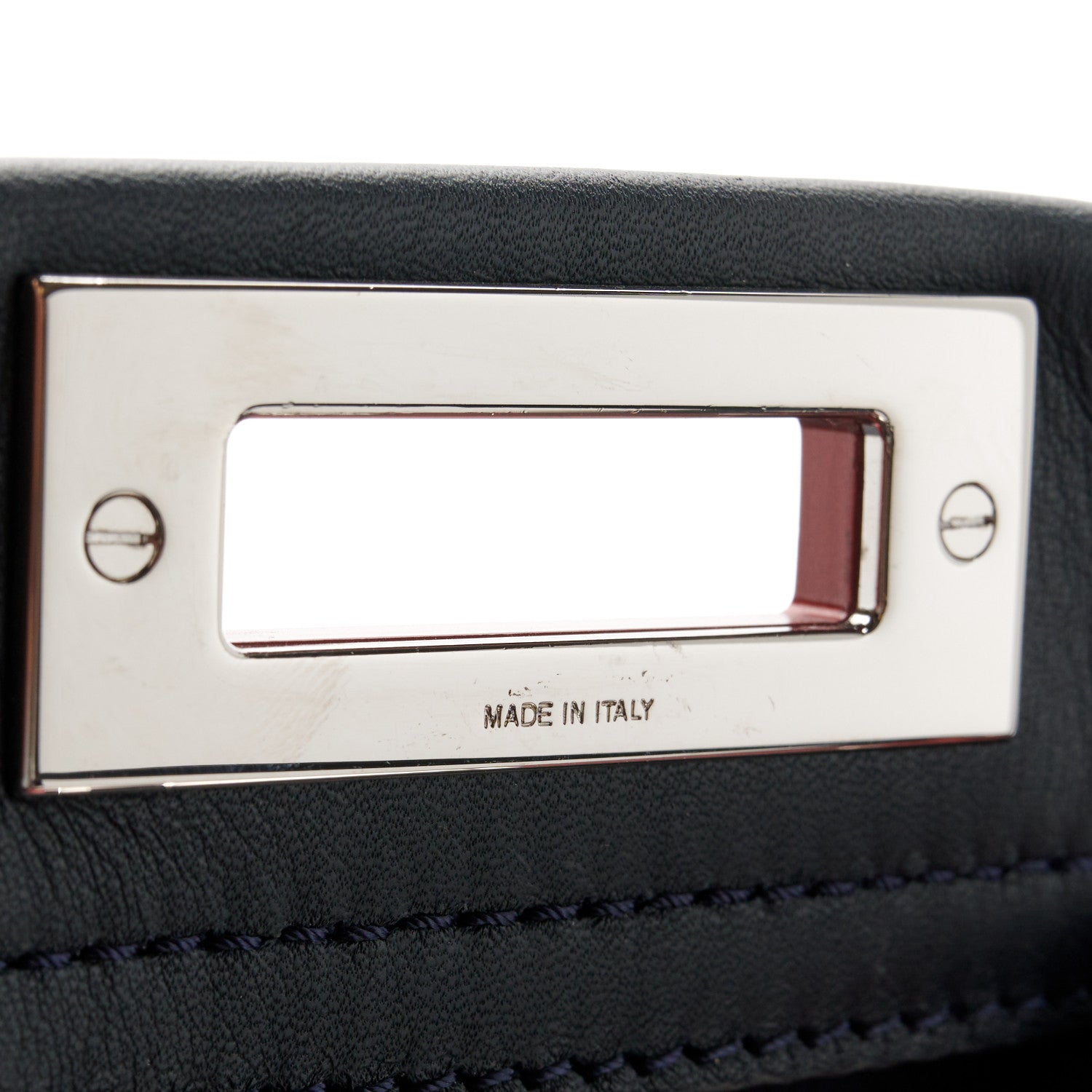 Fendi Vitello Seta Shiny Nappa Medium Peekaboo Iconic Satchel Blue Notte Ardesia 9 of 13