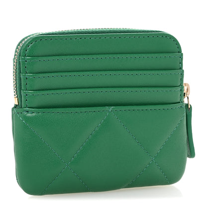 Chanel Lambskin Quilted Chanel 19 Zip Card Holder Wallet Green 3 of 10
