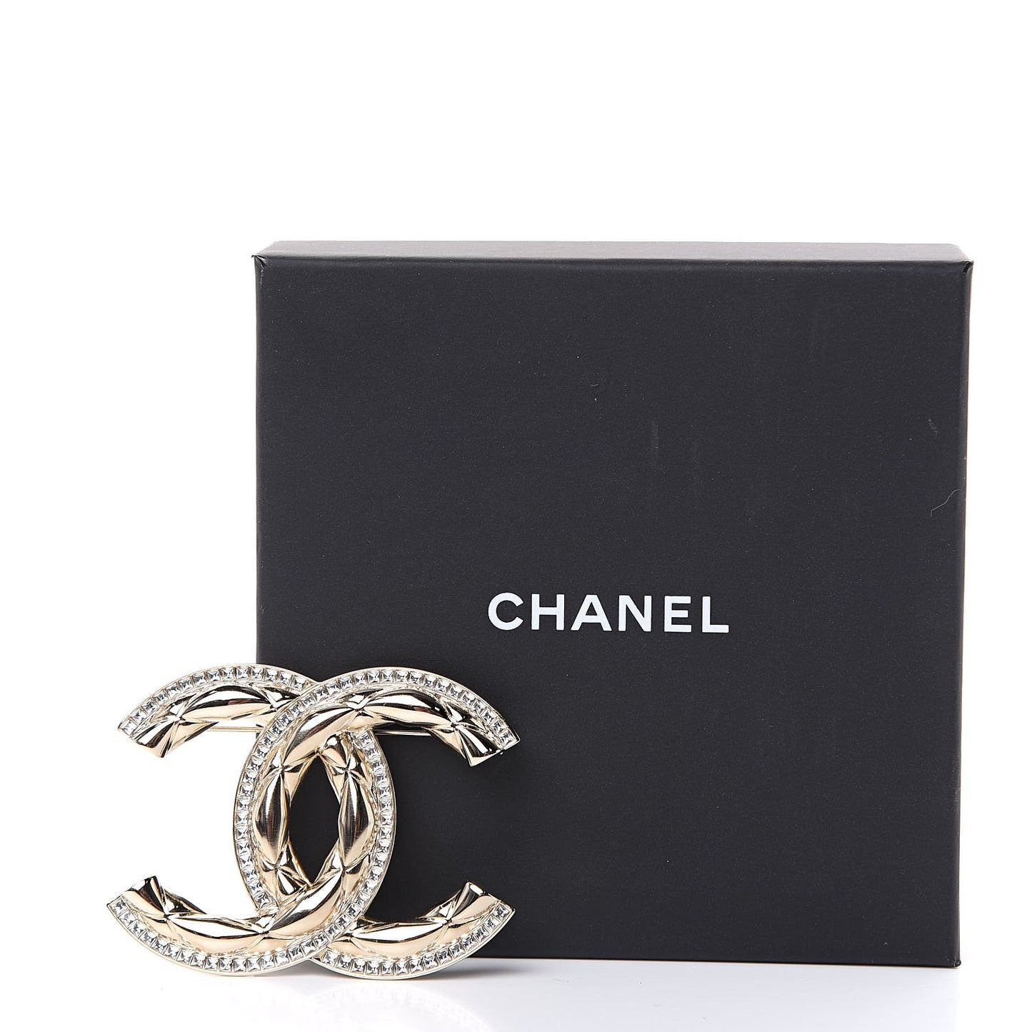 Baguette Crystal Quilted Vintage Allure CC Brooch Gold