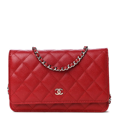 Chanel Caviar Quilted Wallet On Chain WOC Red 1 of 4