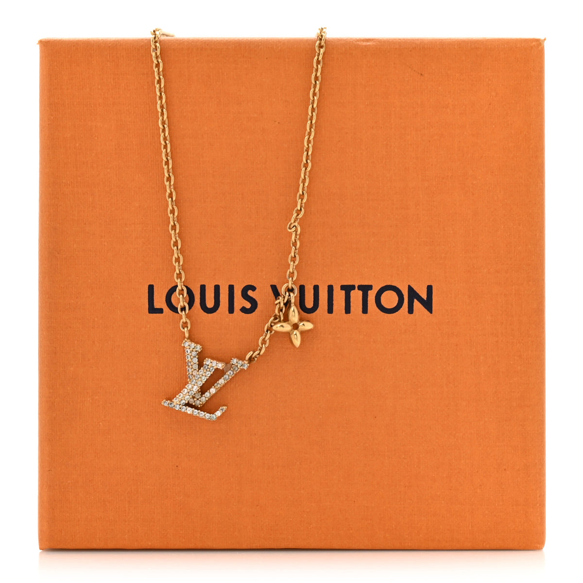 Metal Crystal LV Iconic Necklace Gold