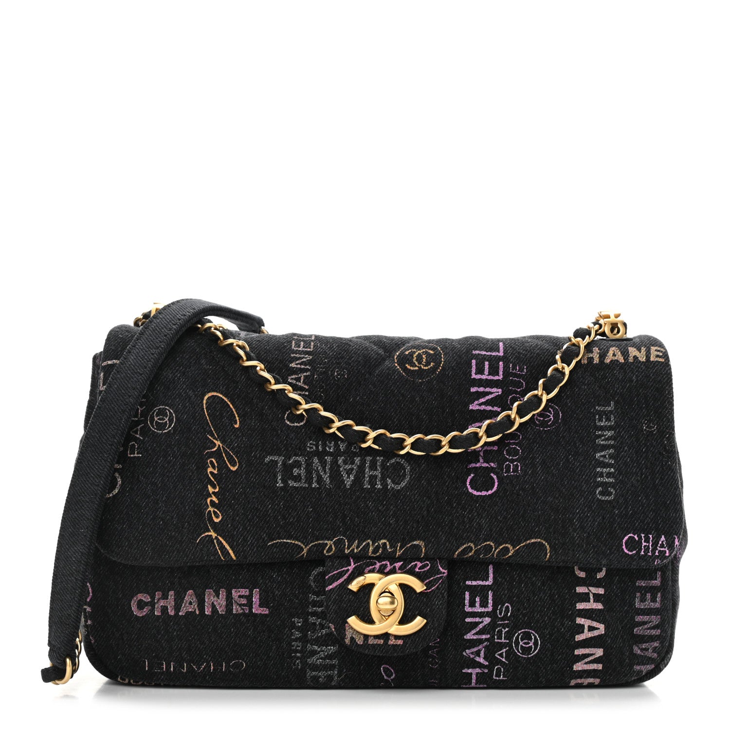 Chanel Denim Quilted Denim Mood Large Flap Black Multicolor 1 of 11