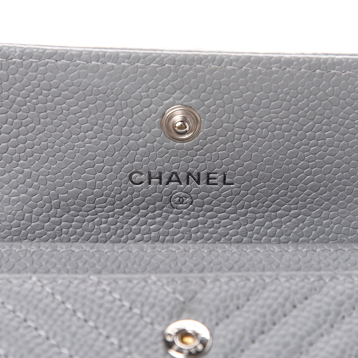 Chanel Caviar Chevron Quilted Boy Flap Card Holder Grey 5 of 13