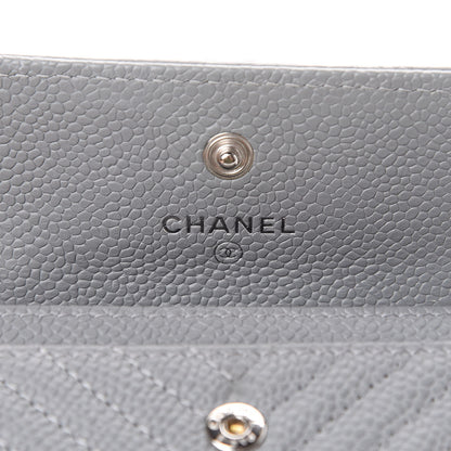 Chanel Caviar Chevron Quilted Boy Flap Card Holder Grey 5 of 13