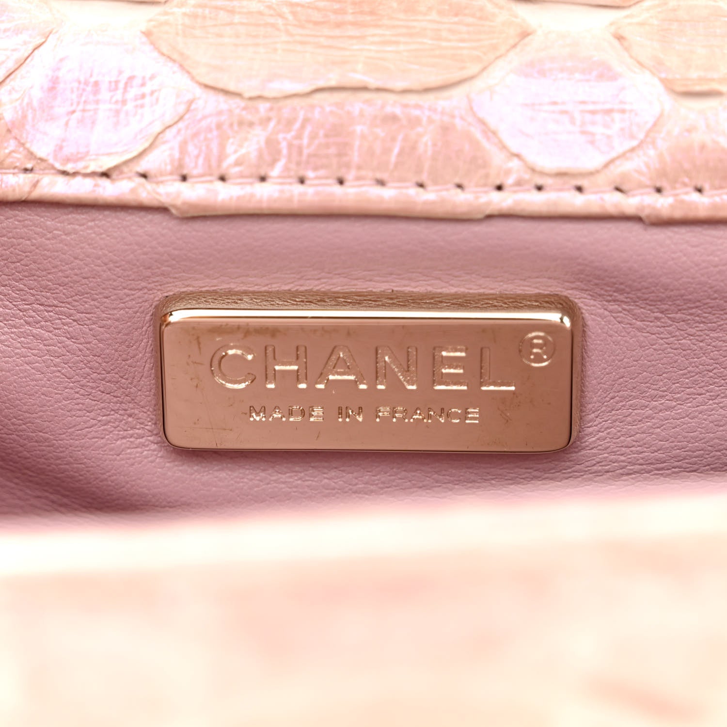 Chanel Metallic Snakeskin Extra Mini Rectangular Flap Pink 6 of 10