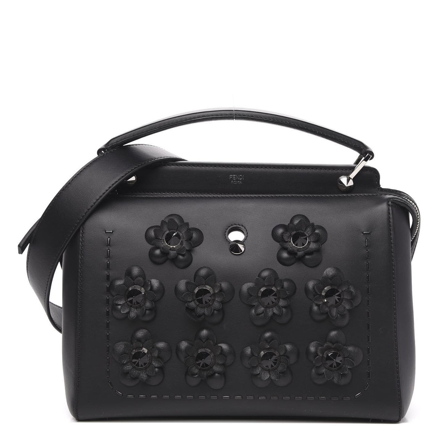 Calfskin Flowerland Dotcom Satchel Black