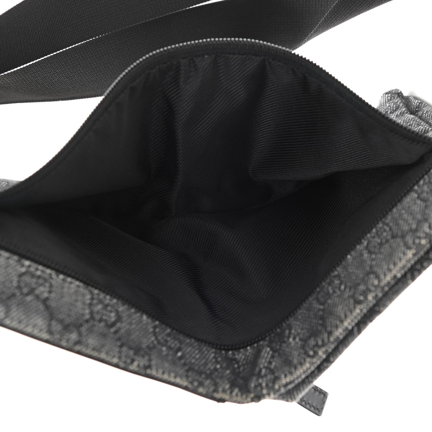 Gucci Denim Monogram Double Pocket Belt Bag Black 8 of 31