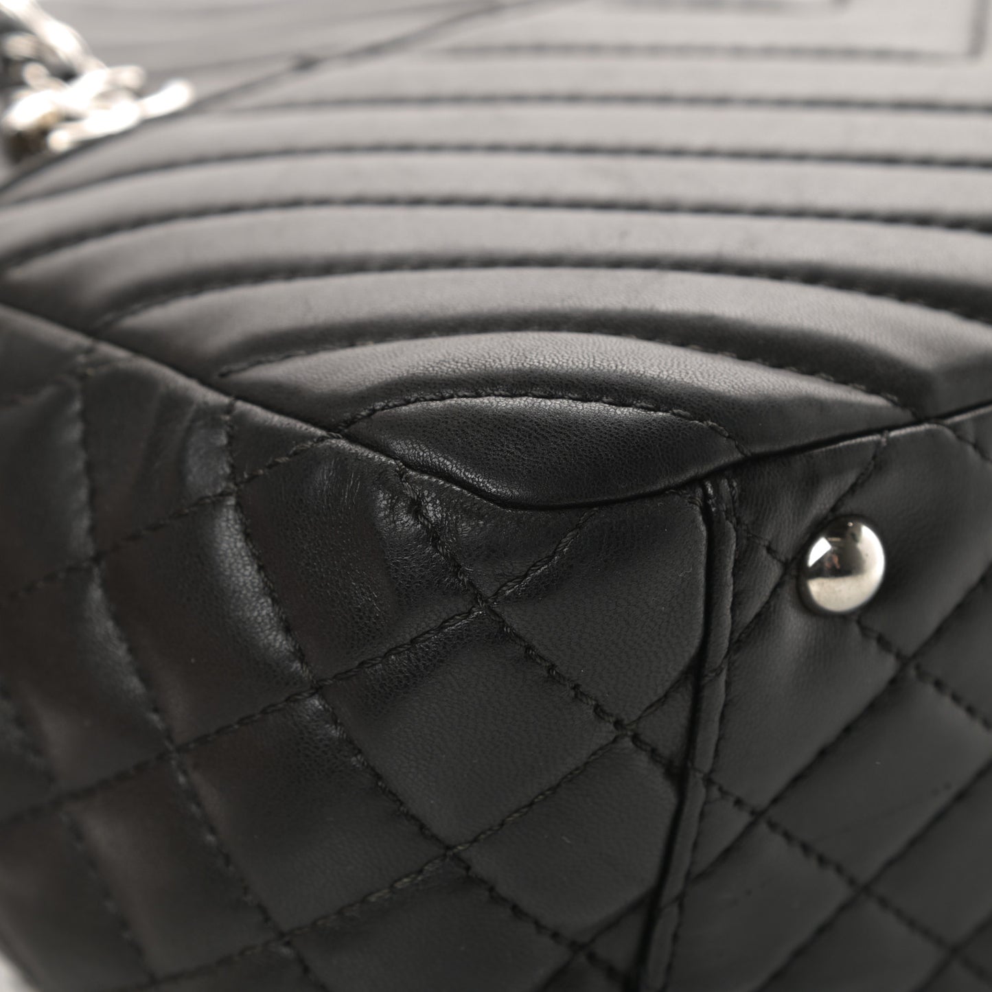 Lambskin Chevron Quilted Shoulder Bag Black