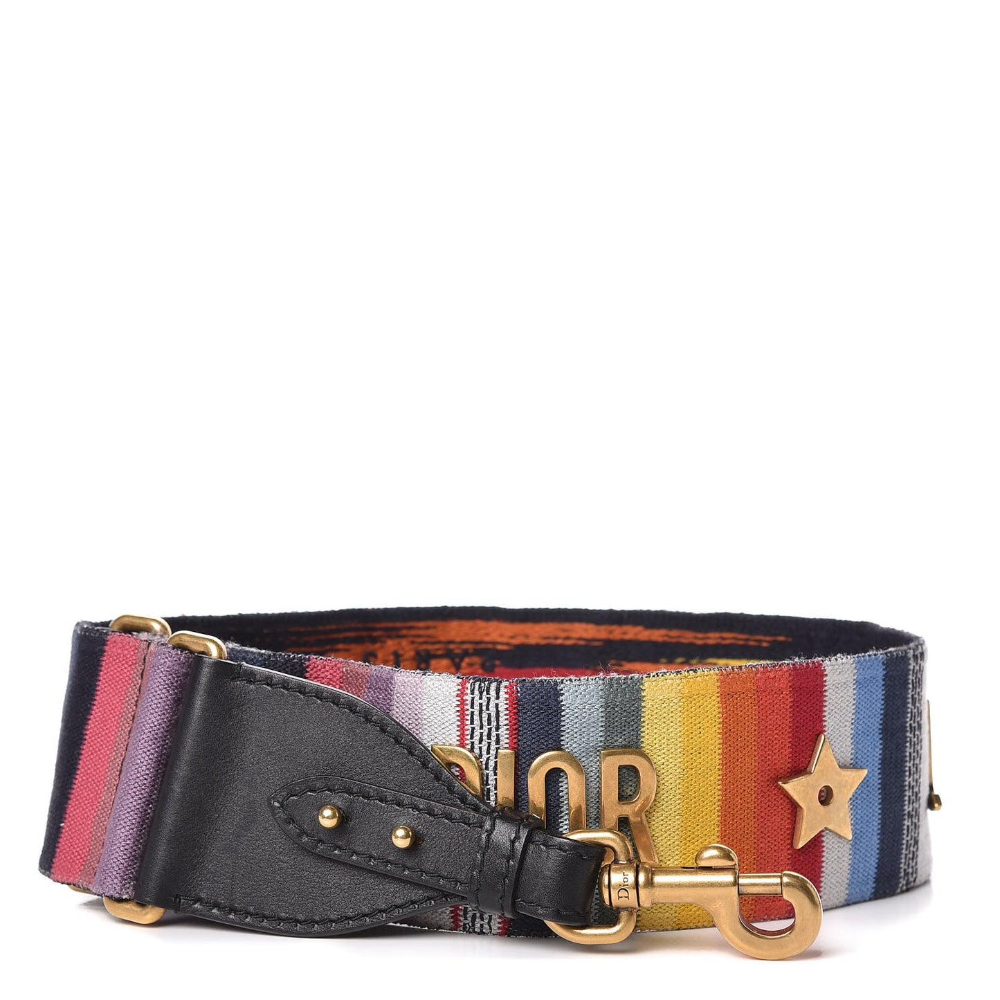 Canvas Embroidered Studded Rainbow J’Adior Shoulder Strap