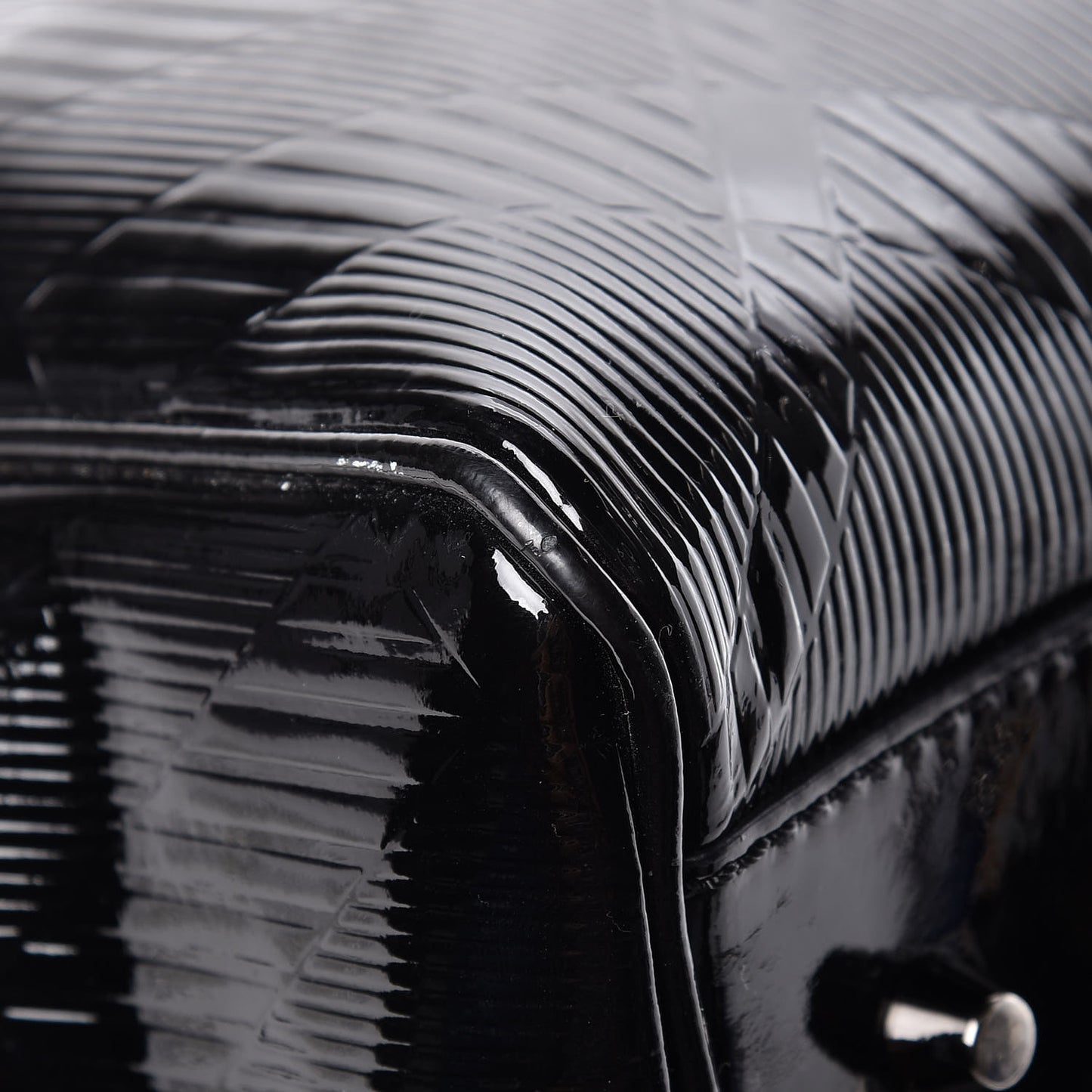 Patent Check Embossed Small Bilmore Tote Black