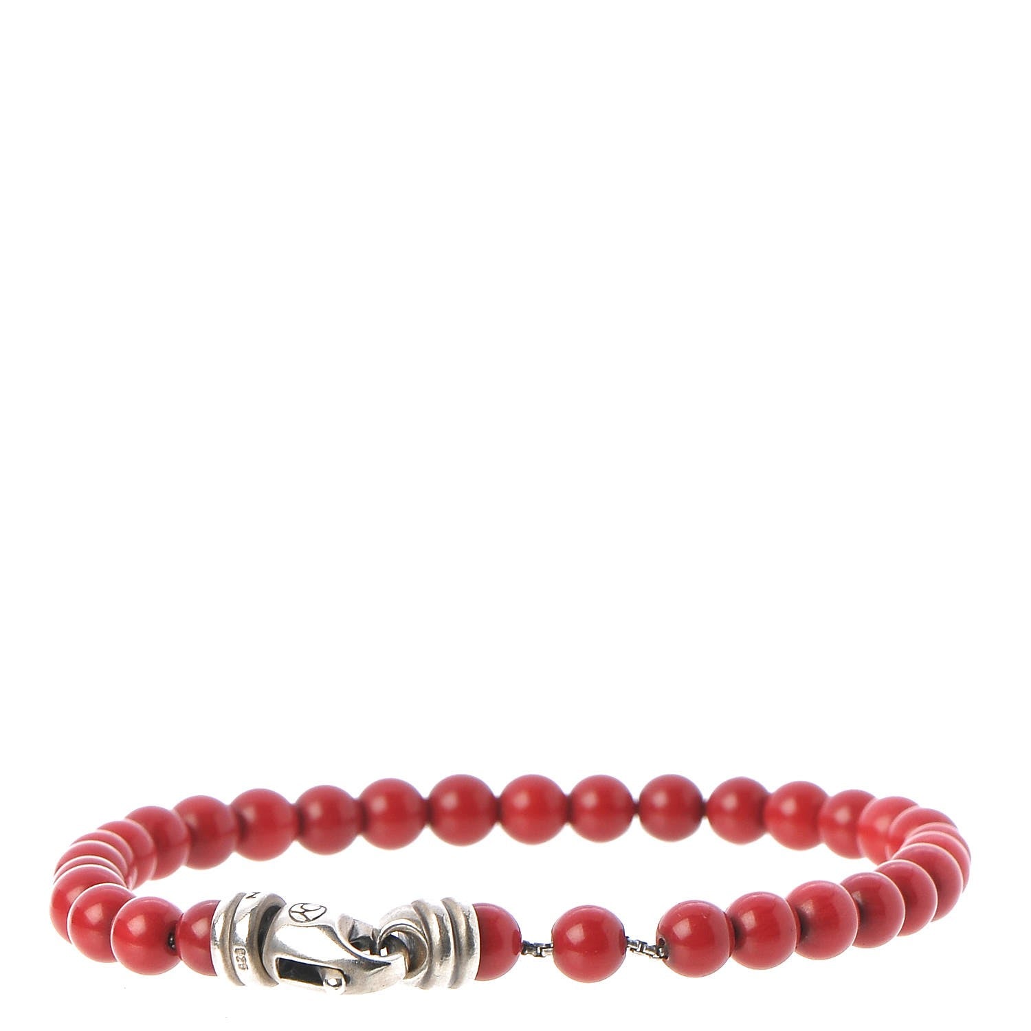 David Yurman Sterling Silver Carnelian 6mm Spiritual Beads Bracelet 3 of 5