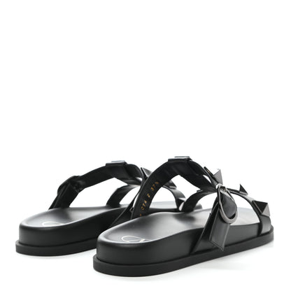Valentino Garavani Calfskin Roman Stud Slide Sandals 37.5 Black 4 of 9