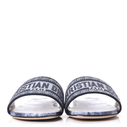 Christian Dior Canvas Tie and Dior Embroidered Dway Flat Slide Sandals 39.5 Denim 2 of 10