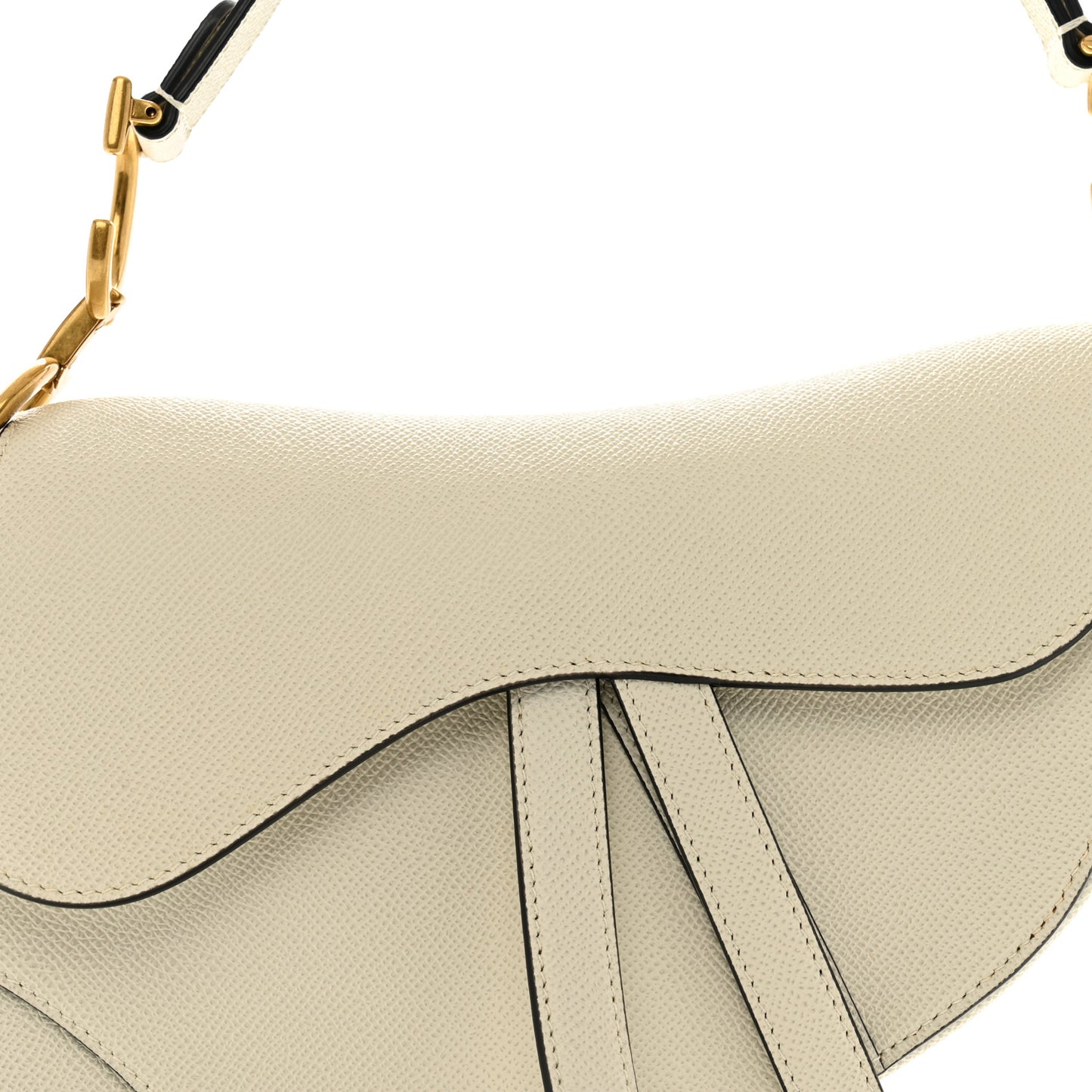 Grained Calfskin Saddle Bag White