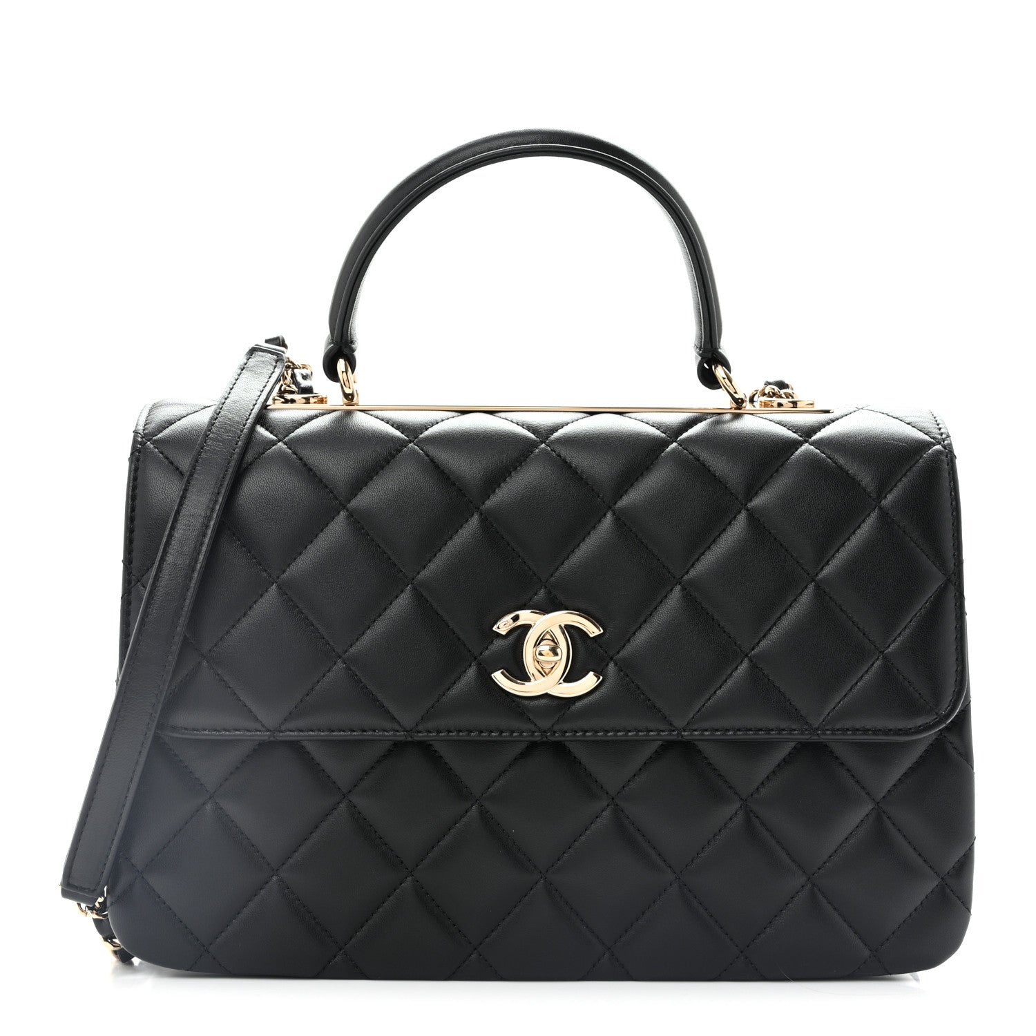 Chanel Lambskin Quilted Medium Trendy CC Flap Dual Handle Bag Black 1 of 12