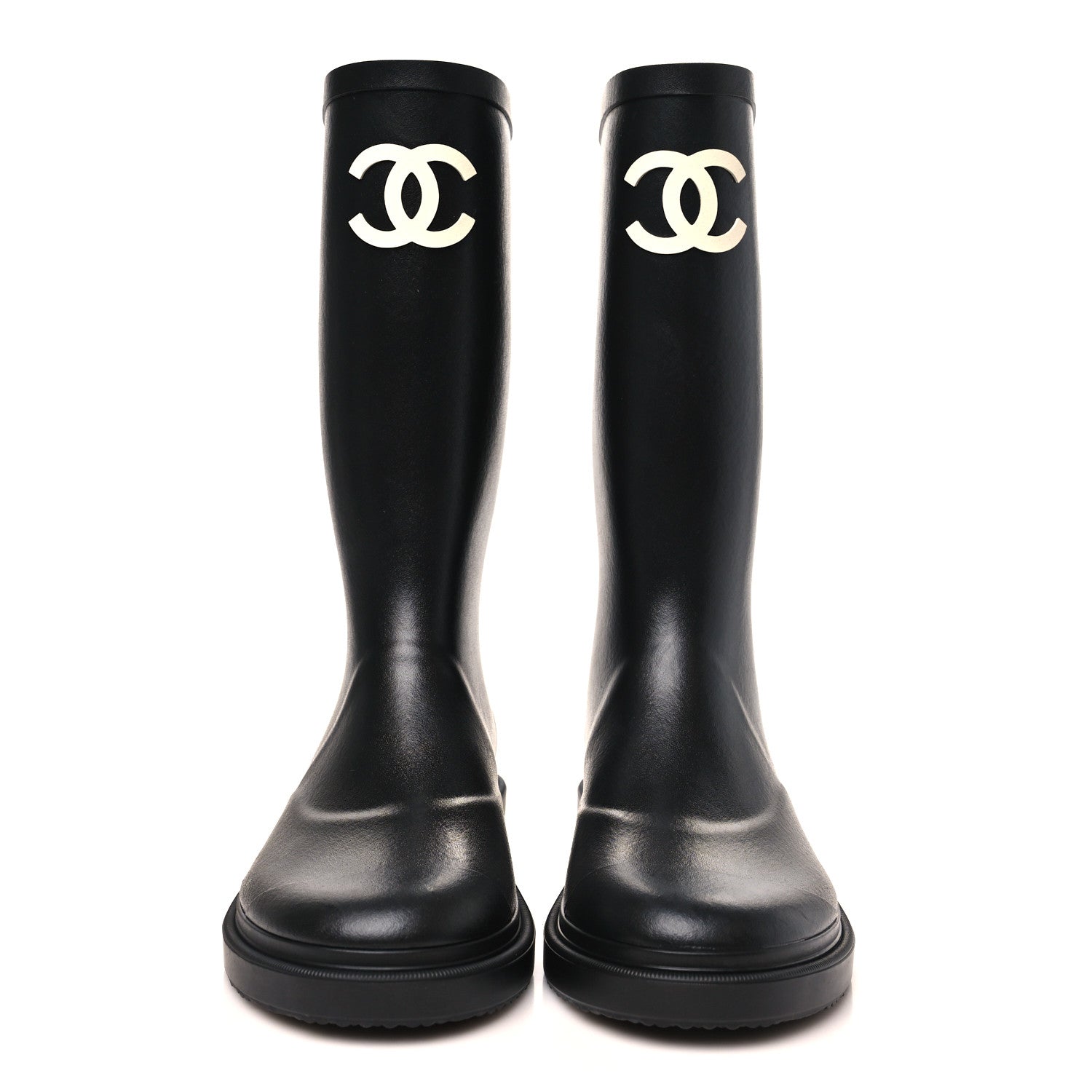 Chanel Caoutchouk CC High Boots 37 Black 3 of 9