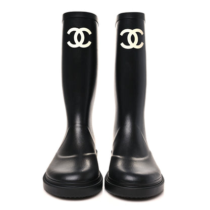 Chanel Caoutchouk CC High Boots 37 Black 3 of 9