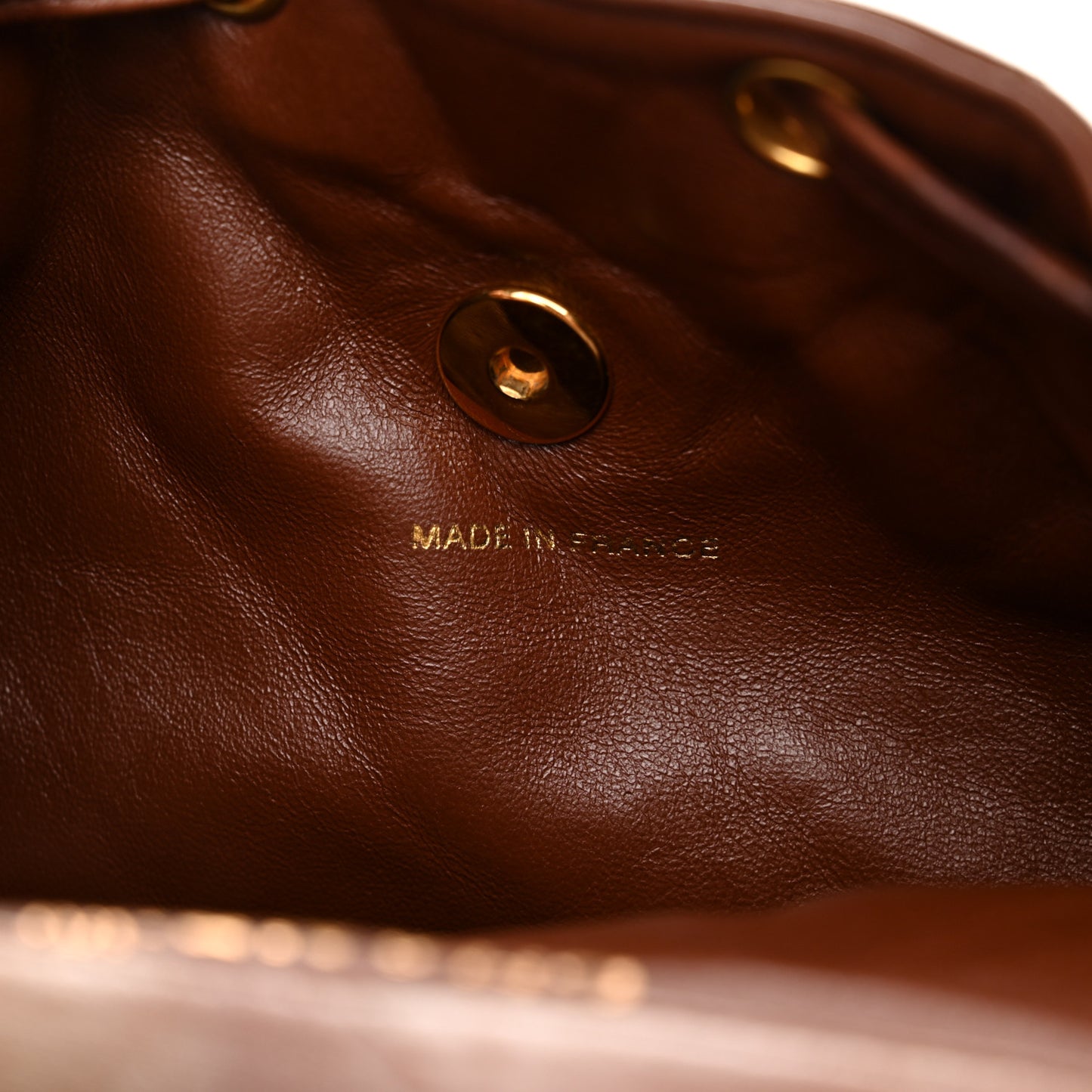 Lambskin Quilted Drawstring Backpack Brown