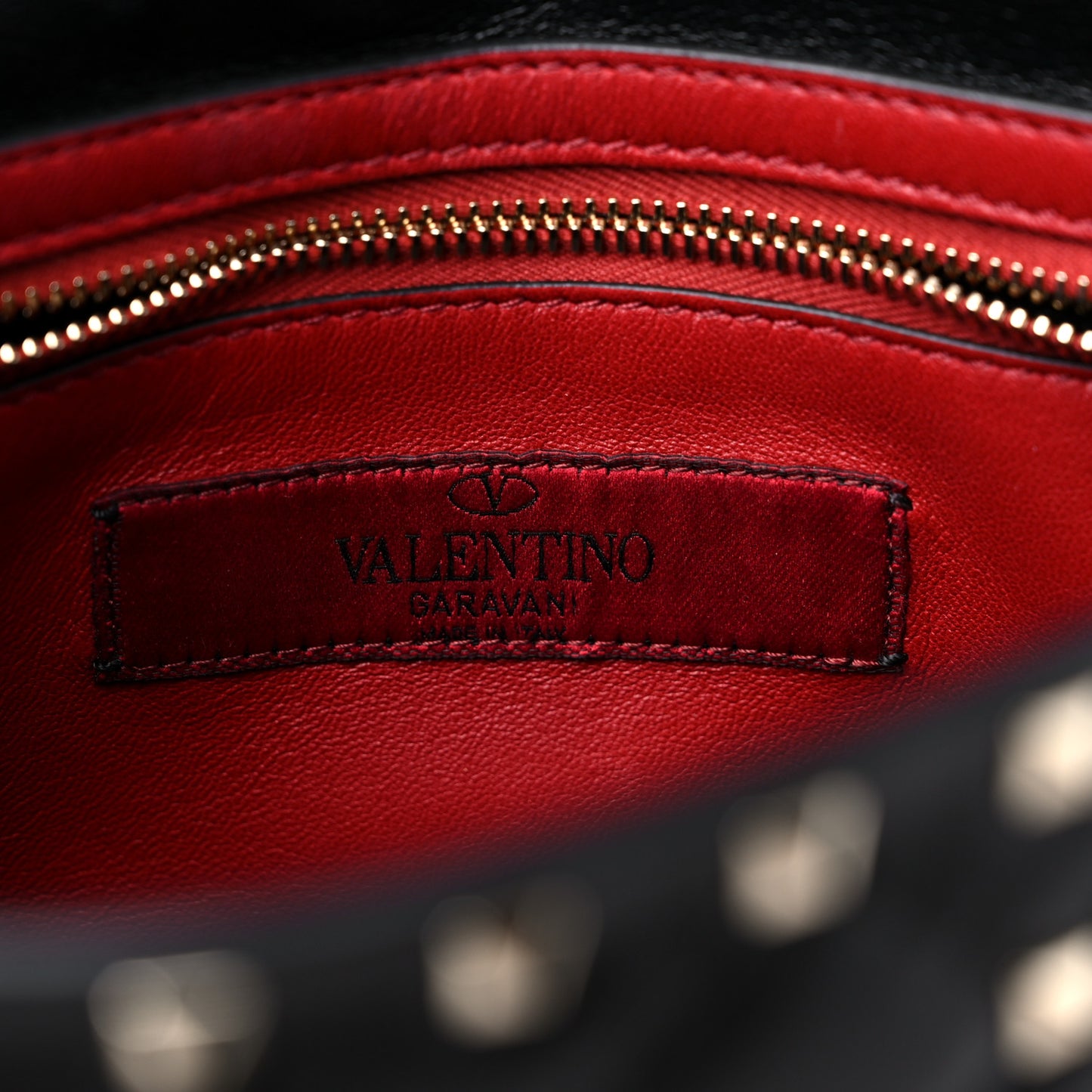 Lambskin VLTN Print Medium Rockstud Spike Shoulder Bag Black