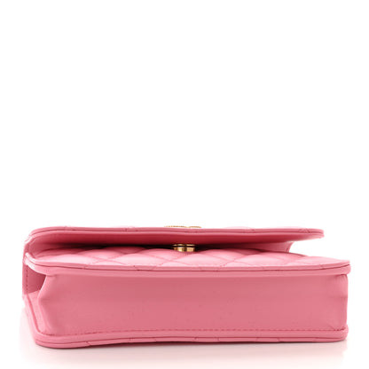 Chanel Lambskin Quilted Top Handle Phone Holder With Chain Pink 4 of 12