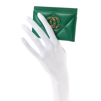 Chanel Lambskin Quilted Chanel 19 Card Holder Green 2 of 8