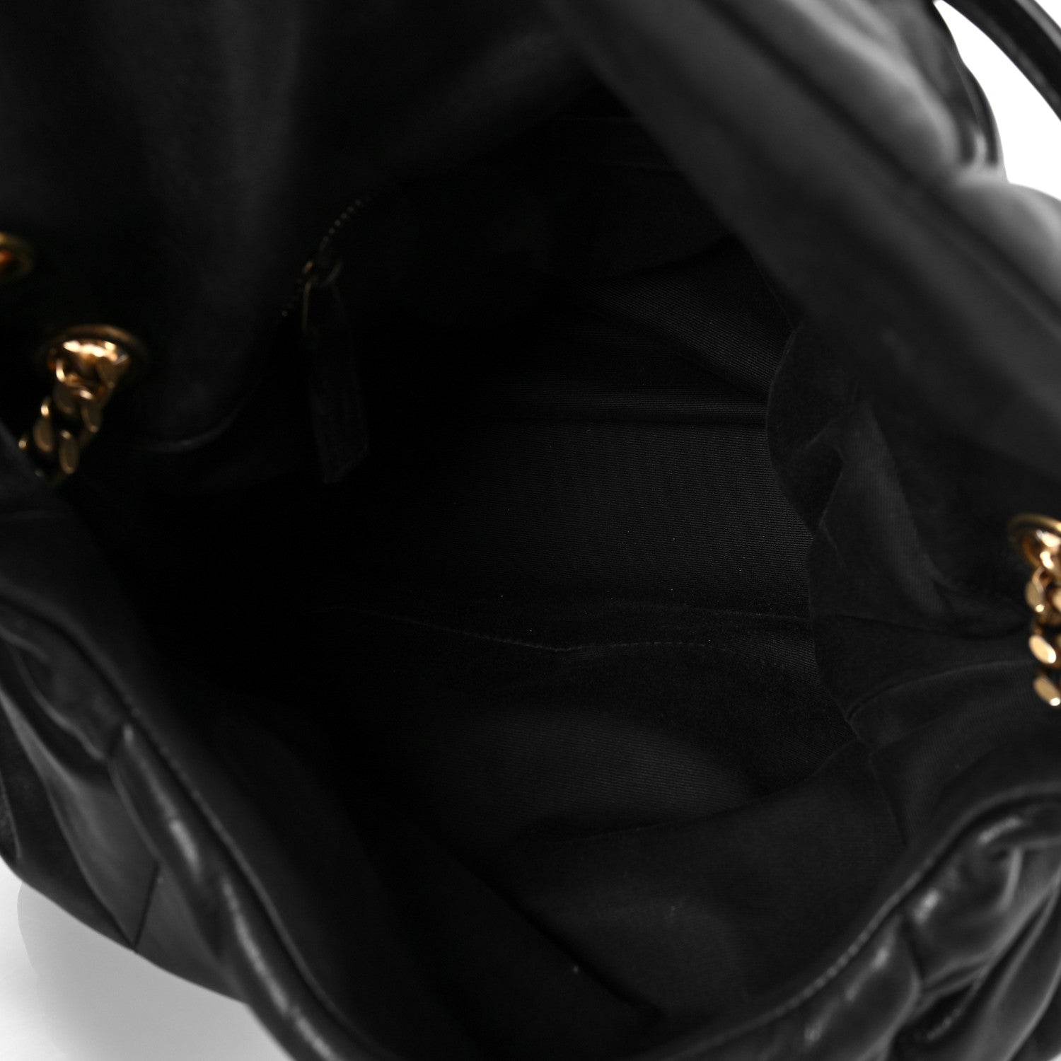 Saint Laurent Lambskin Quilted Medium Loulou Puffer Monogram Chain Satchel Black 5 of 9