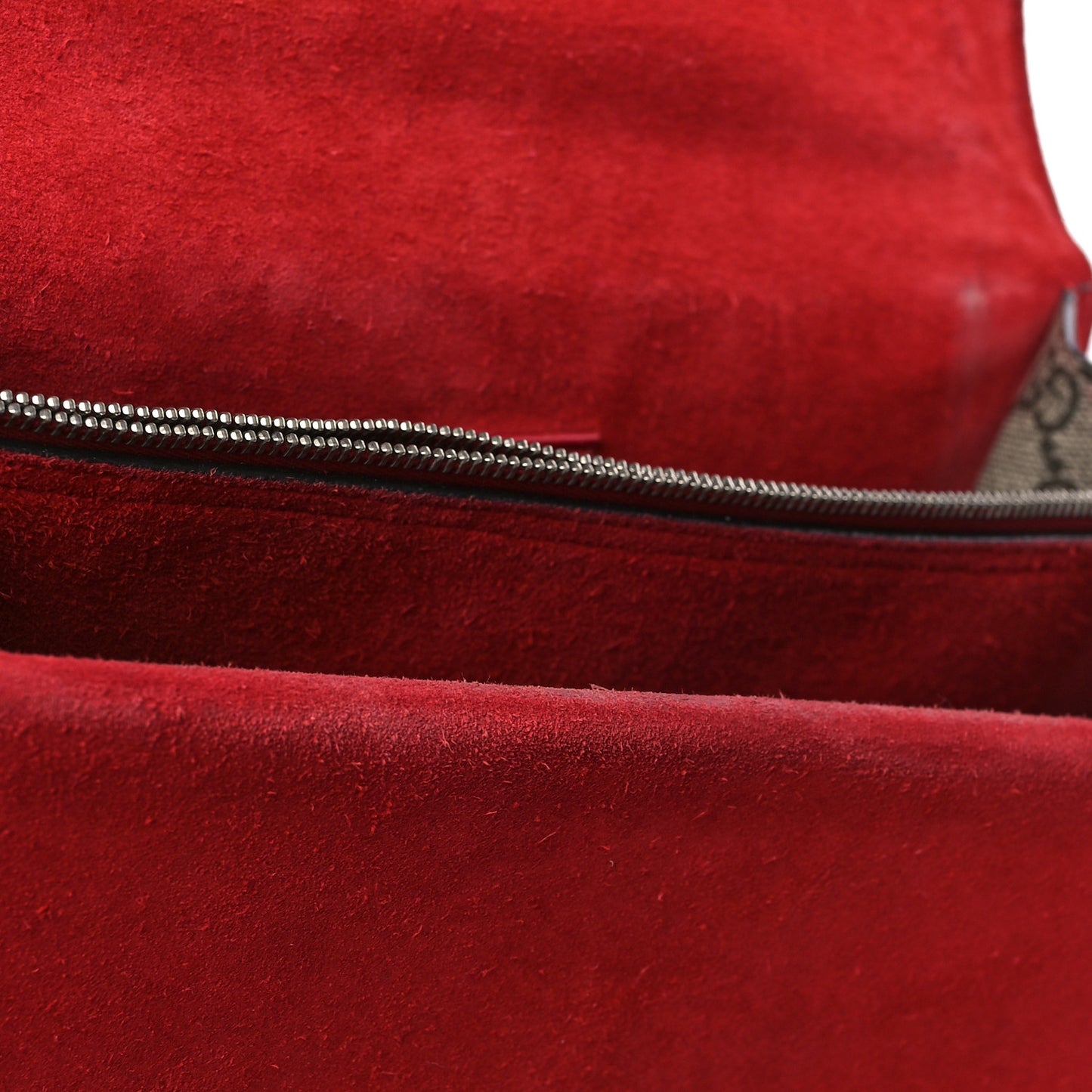 GG Supreme Monogram Suede Cudu Medium Dionysus Shoulder Bag Beige Ebony Vulcanic Red
