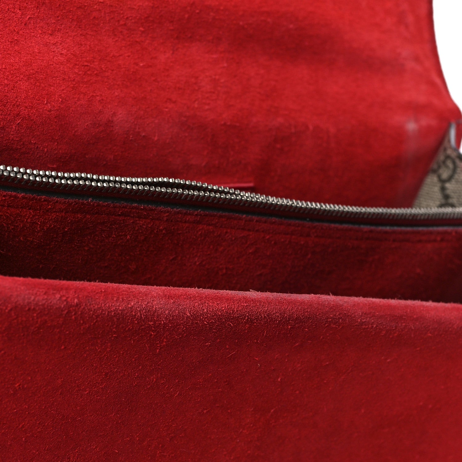 Gucci GG Supreme Monogram Suede Cudu Medium Dionysus Shoulder Bag Beige Ebony Vulcanic Red 12 of 18