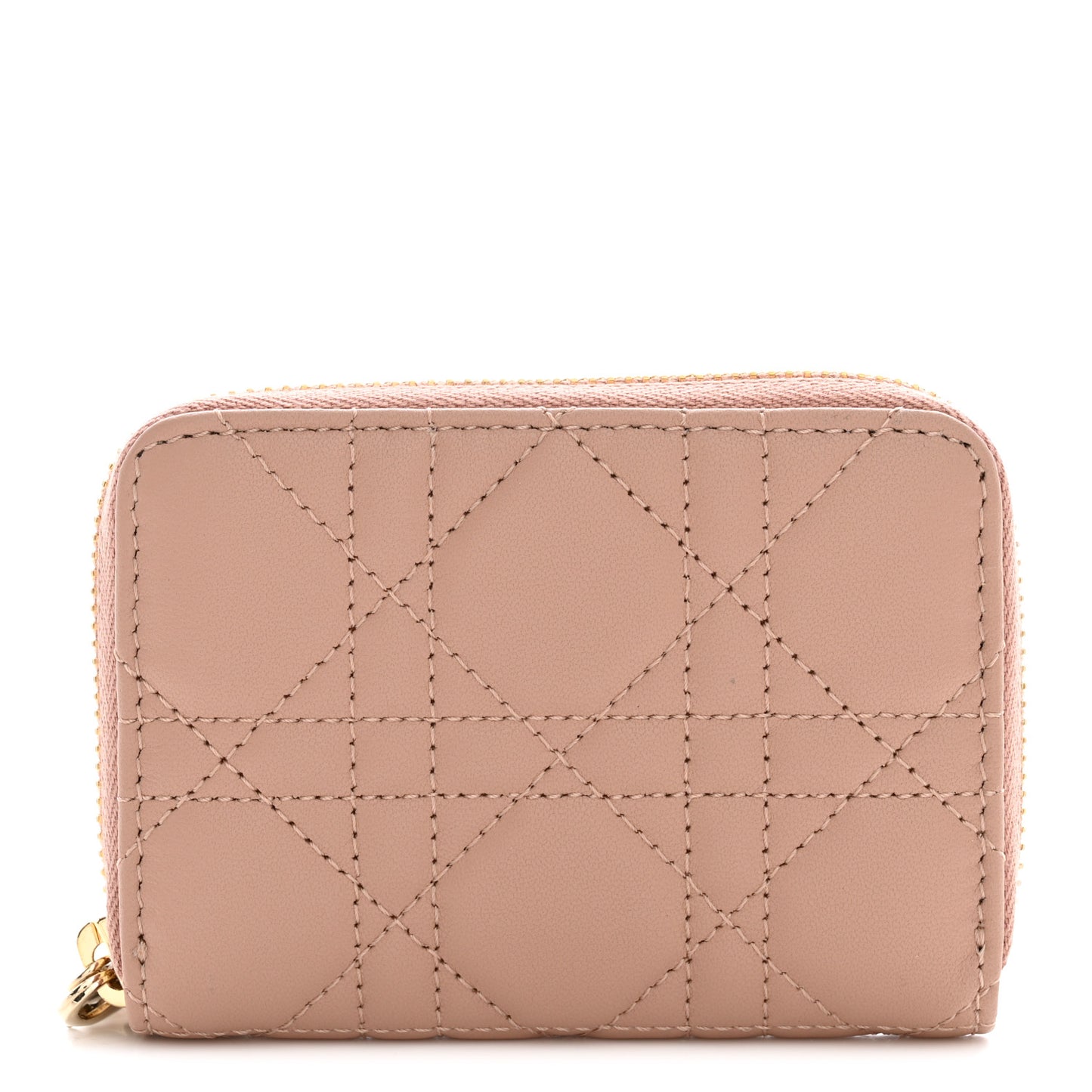 Lambskin Cannage Small Lady Dior Voyageur Coin Purse Rose Des Vents