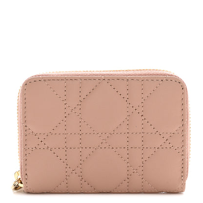 Christian Dior Lambskin Cannage Small Lady Dior Voyageur Coin Purse Rose Des Vents 1 of 7