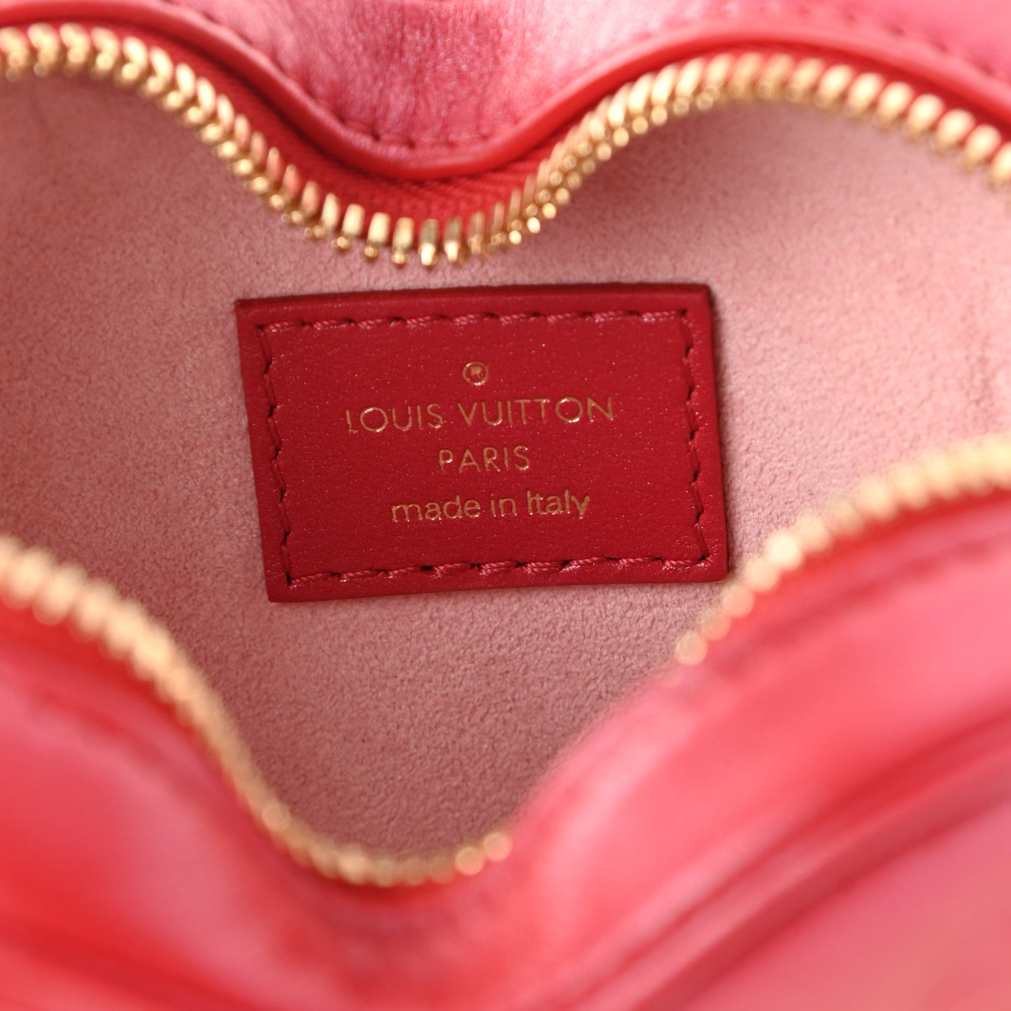Lambskin Embossed Monogram Fall In Love Sac Coeur Heart Chain Bag Lipstick Red