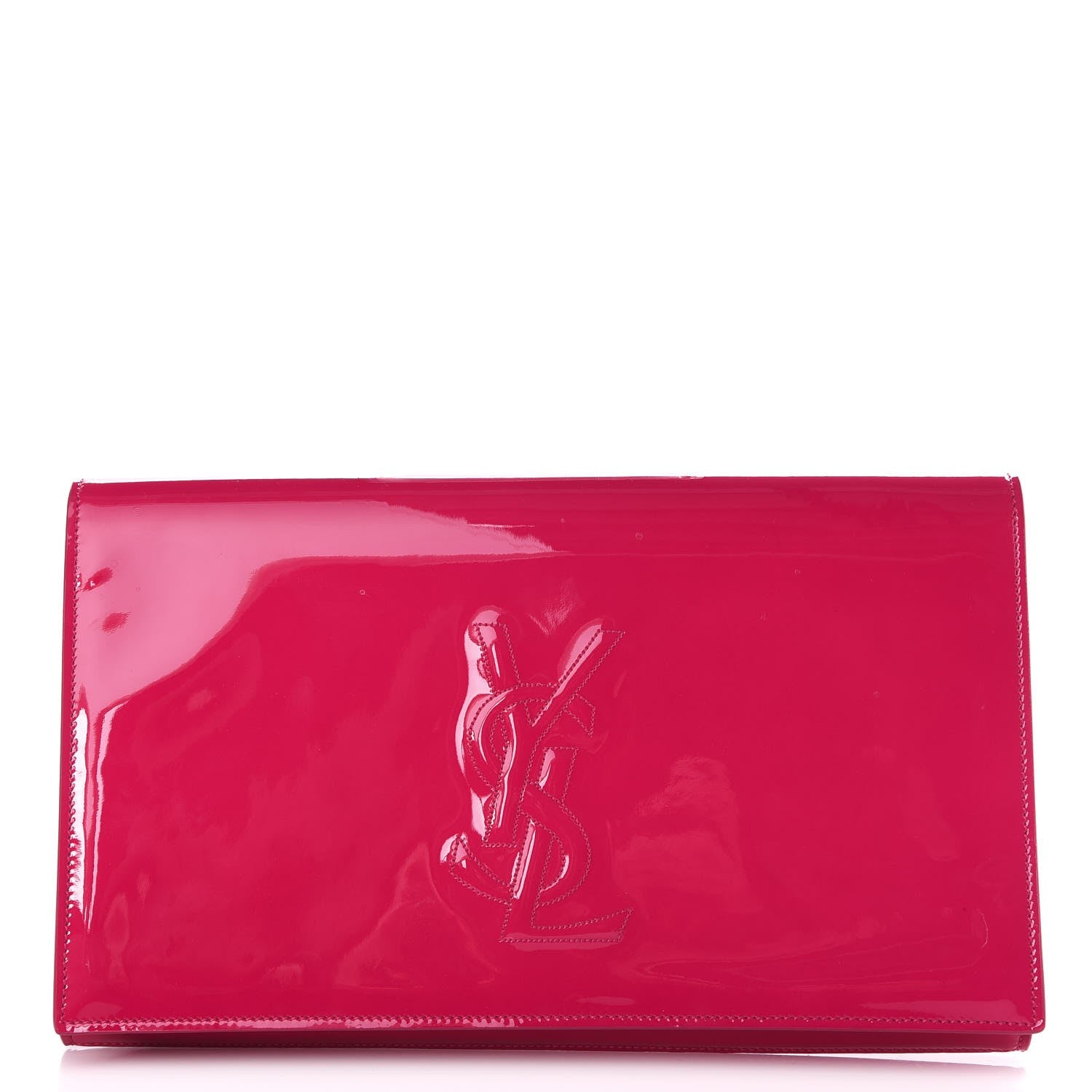 Saint Laurent Patent Large Belle De Jour Clutch Fuchsia 1 of 7