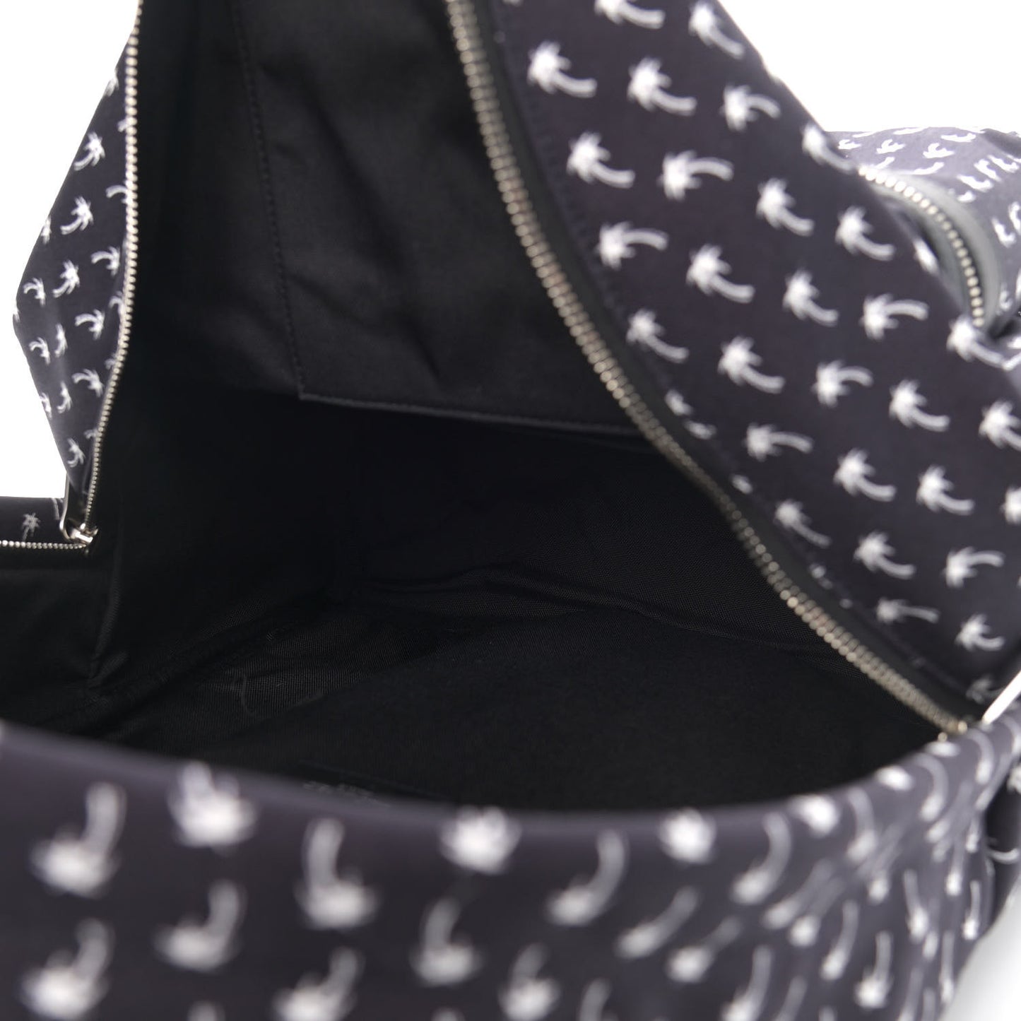 Canvas Palm Tree Print City Backpack Black White