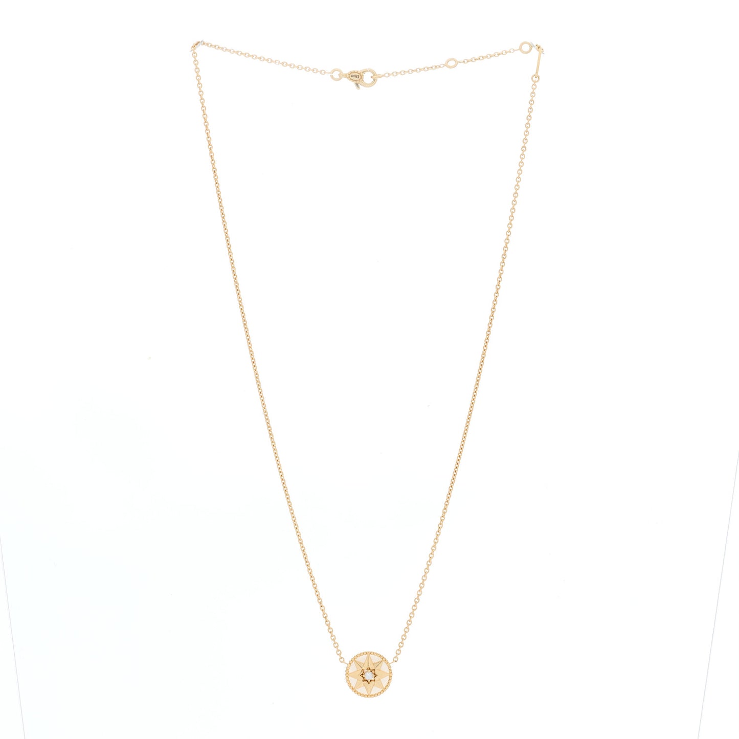 18K Rose Gold Diamond Mother of Pearl Rose Des Vents Necklace